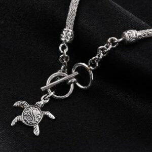 SHOP LC DELIVERING JOY BALI LEGACY 925 Sterling Silver Turtle Charm Tulang Naga Bracelet for Women Jewelry Gifts Size 7.5" 8.20 Grams Birthday Gifts