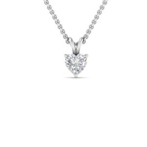 1 Carat LAB GROWN Heart Shaped Diamond Solitaire Pendant IGI Certified 14K White Gold 3 Prong Diamond Pendant Necklace For Women Very Good Cut Lab Created Diamond Necklace (G-H, SI1-SI2, 1 c.t.w)