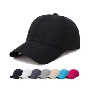 yumeno summer mesh baseball cap breathable quick dry sports running trucker hat for men women black