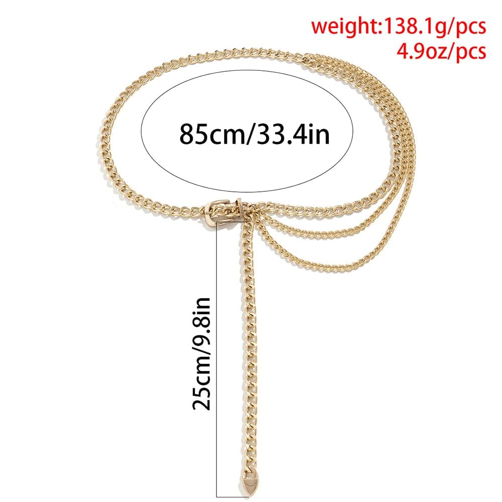 Jumwrit Multi Layer Waist Chain Love Heart Pendant Belly Chain Sexy Long Tassel Body Chain Rave Metal Link Belt Dainty Adjustable Chain Belt Fashion Body Accessories Jewelry for Women Girls (Silver)