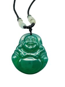 1 pc chinese green jade jewelry lucky smiling buddha charm pendant