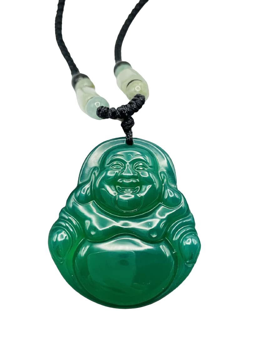 1 pc Chinese Green Jade Jewelry Lucky Smiling Buddha Charm Pendant