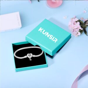 KUNSIR 925 Sterling Silver Palm Clasp Snake Chain Bracelet Basic Charm Bracelets Fit Any PDL Charm, with for Teen Women