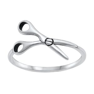 JEWELRITZY Solid 925 Sterling Silver 9mm Sideways Scissors Ring Size 10