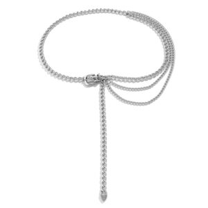 Jumwrit Multi Layer Waist Chain Love Heart Pendant Belly Chain Sexy Long Tassel Body Chain Rave Metal Link Belt Dainty Adjustable Chain Belt Fashion Body Accessories Jewelry for Women Girls (Silver)