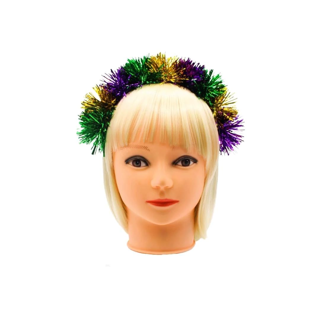 Mardi Gras Spot Purple, Green, and Gold Pom Pom Headband (Each)