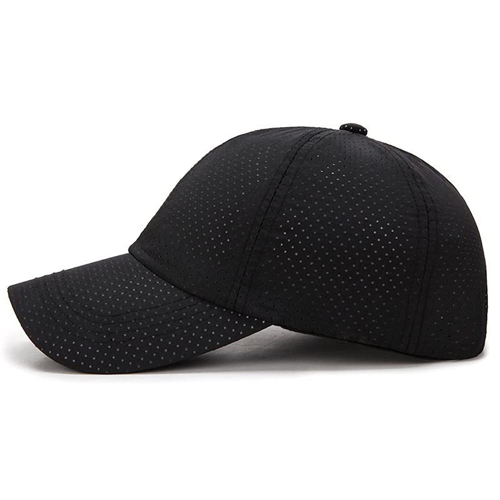 YuMENo Summer Mesh Baseball Cap Breathable Quick Dry Sports Running Trucker Hat for Men Women Black