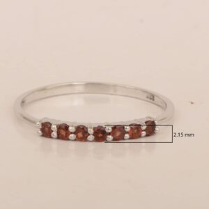 925 Sterling Silver 7-Stone Various Birthstone 0.70 Ctw Natural Gemstone Women Wedding Rings GIFT FOR HER Garnet, Sz8