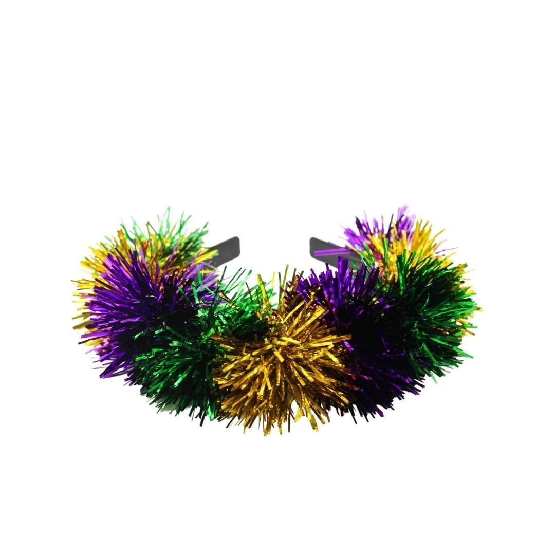 Mardi Gras Spot Purple, Green, and Gold Pom Pom Headband (Each)