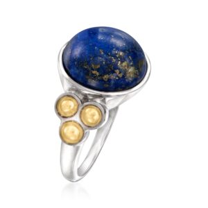 Ross-Simons Lapis Ring in Sterling Silver and 14kt Yellow Gold. Size 8