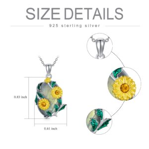 Plesitep Sunflower Necklace Sterling Silver Labradorite Sunflower Pendant Necklace Jewelry present for Women