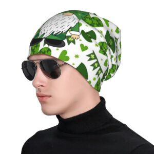 Kicoyuaz St. Patrick's Day Green Knit Beanie Hat Adults Stretch Knitted Skull Beanies Cap Hats for Women Men