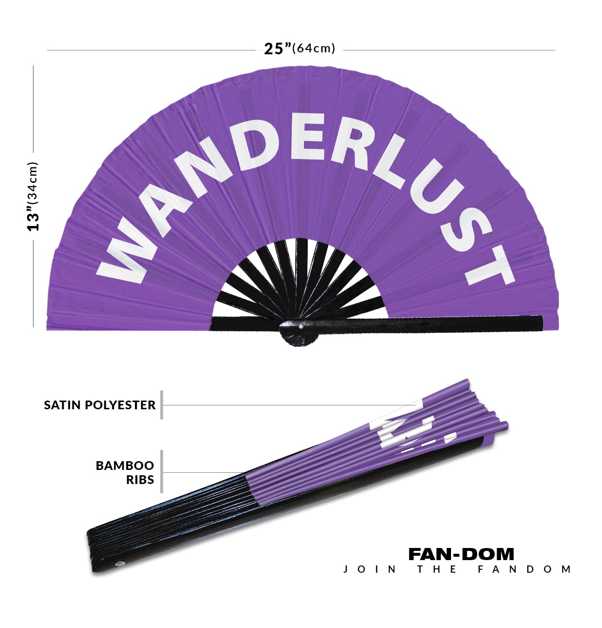 Wanderlust hand fan foldable bamboo circuit hand fan funny gag slang words expressions statement gifts Festival accessories Rave handheld Circuit event fan Clack fans (Purple)