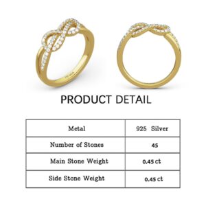 Jeulia Infinity Knot Design Sterling Silver Band for Engagement Anniversary Eternity Promise Wedding Band Ring Set With Jewelry Box (Yellow Gold, 7.5)