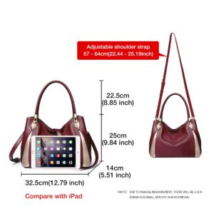 FOXLOVER Leather Handbags for Women, Genuine Leather Lady Top-handle Totes Women's Fashion Crossbody Bags Womens Carryall Purses (Red)