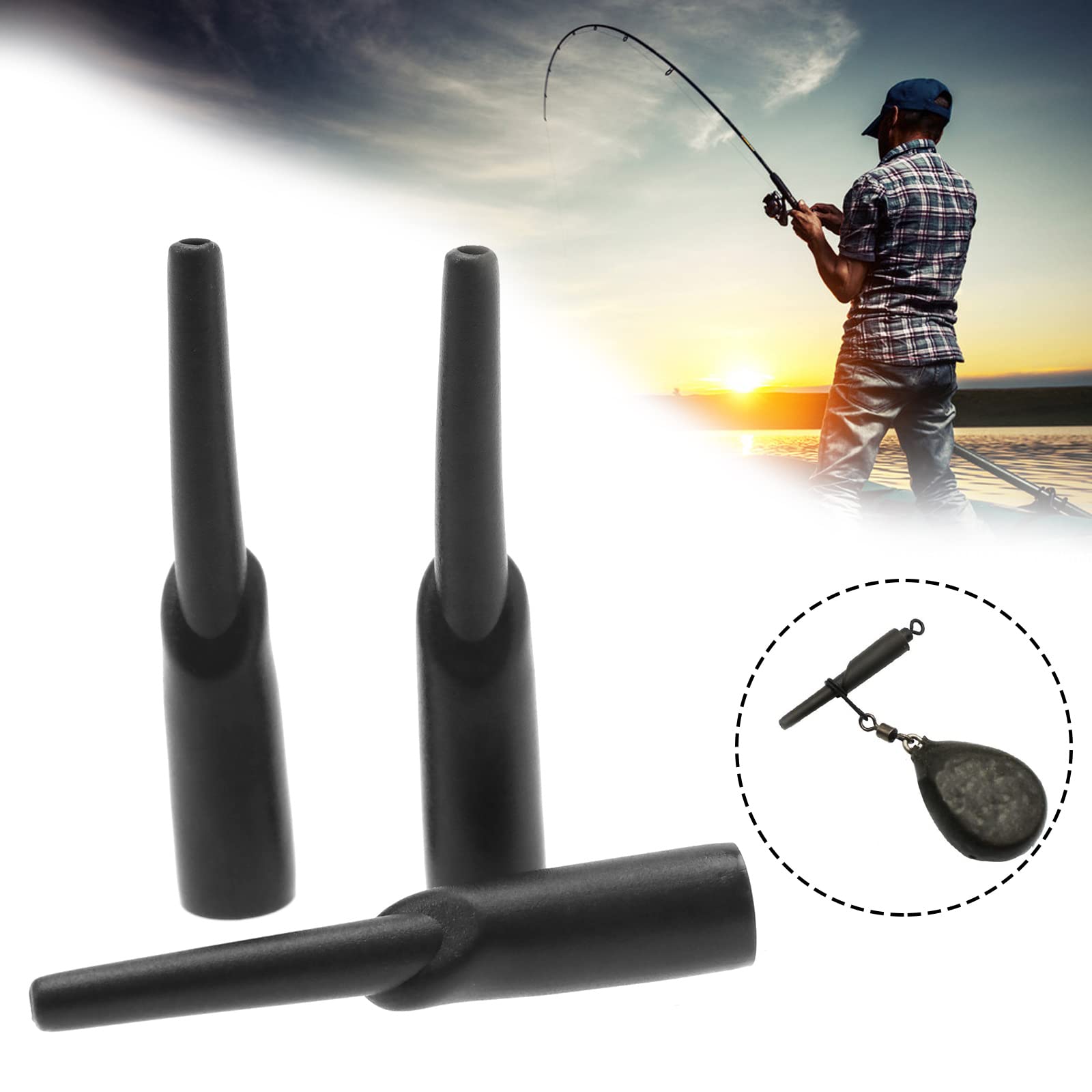 The Lord of the Tools 50PCS Carp Fishing Run Rig Tackle Rubber Chod Buffer Beads Holder Covert Tackle Sleeves Swivel Connector Fishing Accessories for Carp Rigs Chod Rigs Chod Rigs