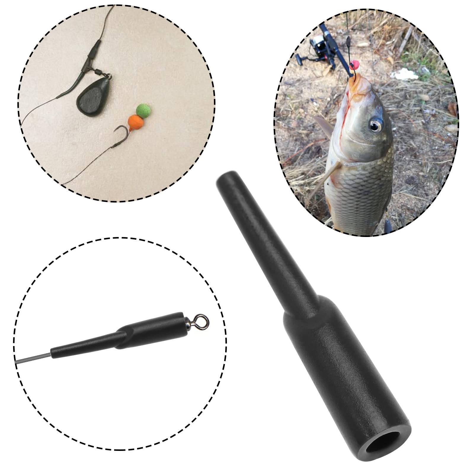 The Lord of the Tools 50PCS Carp Fishing Run Rig Tackle Rubber Chod Buffer Beads Holder Covert Tackle Sleeves Swivel Connector Fishing Accessories for Carp Rigs Chod Rigs Chod Rigs