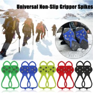 Universal Non-Slip Gripper Spikes, Universal Gripper Spikes Non Slip Shoe Grips, Ice Non-Slip Shoe Spikes, Traction Cleats Ice Snow Grips Anti Slip Silicone for Hiking Walking Climbing (Blue,Kids)