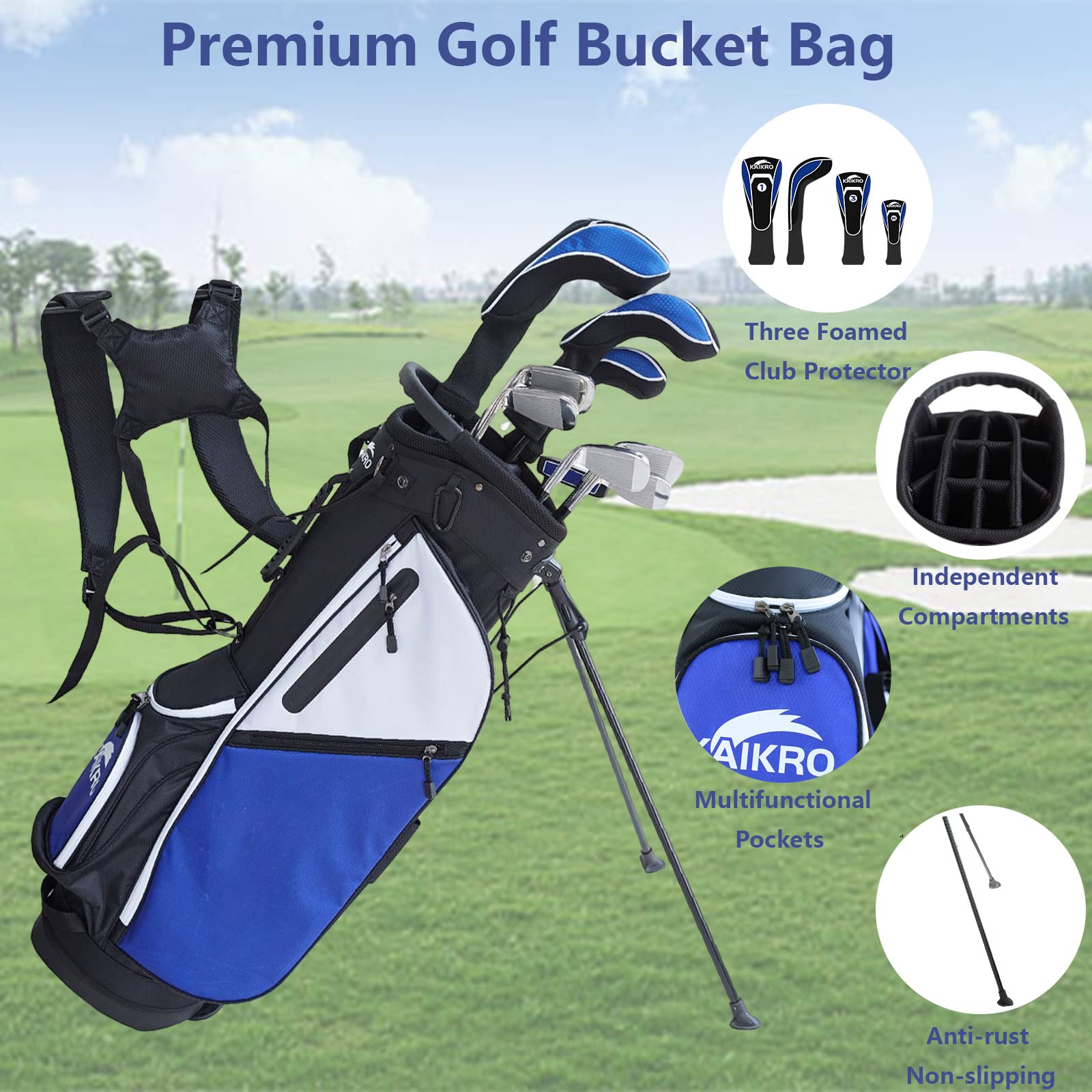 KAIKRO Complete Golf Clubs Set，Men's Golf Clubs Set for Right Hand & Stand Bag，Beginner Set,Lightweight Starter Set (Carbon Fiber)