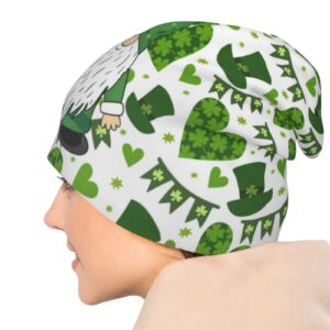 Kicoyuaz St. Patrick's Day Green Knit Beanie Hat Adults Stretch Knitted Skull Beanies Cap Hats for Women Men