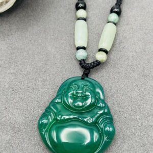 1 pc Chinese Green Jade Jewelry Lucky Smiling Buddha Charm Pendant