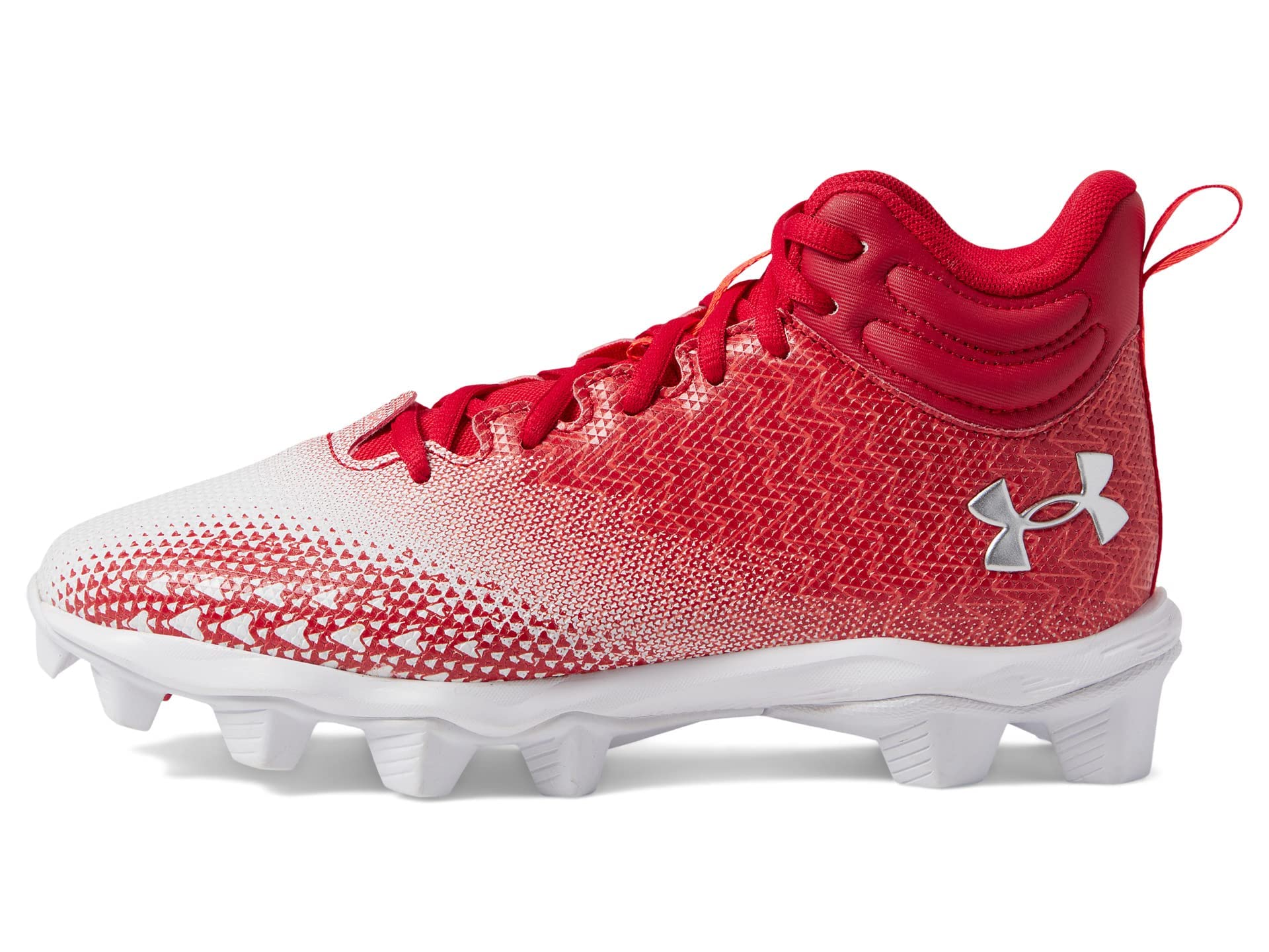 Under Armour Boy's Spotlight 3.0 Rubber Molded (Toddler/Little Kid/Big Kid) Red/White/Metallic Silver 4.5 Big Kid M