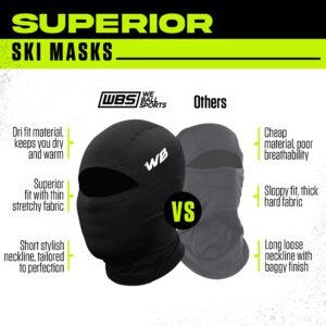 We Ball Sports Adult Ski Mask, Hyperwarm Hood Balaclava | Full Face, Tight Fitting, Lightweight, Windproof & Moisture Wicking Sheisty Mask (Black, Regular)