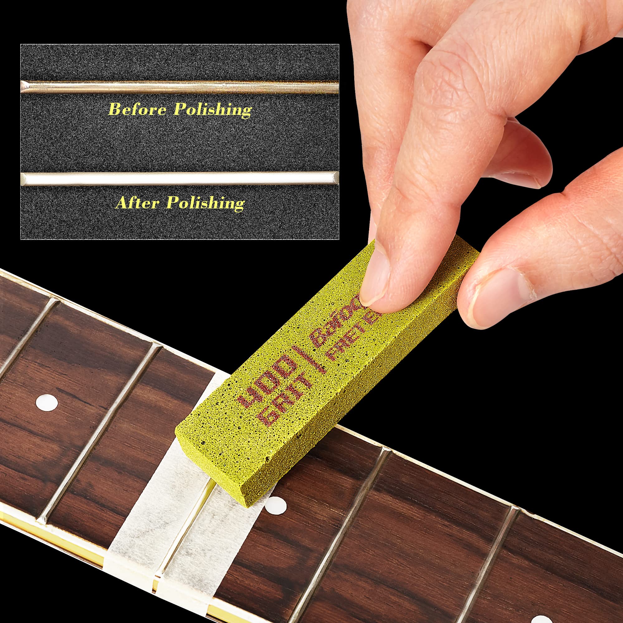 Guitar Fret Erasers, Fret Polishing Abrasive Rubber Blocks, Fret Cleaner Kit, Fret Polish Kit for Fretwire String and Metal, Set of 5 Grits (180 & 400 & 1000 & 1500 & 2000 Grit)