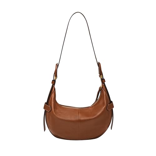 Fossil Women's Harwell Leather Hobo Purse Handbag, Brown (Model: ZB1847200)