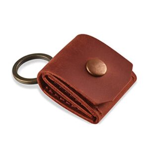 Leather Guitar Pick Holder Keychain, Guitar Pick Holder Case Bag, Plectrum Key Fob Cases Bag, Gift for Guitar Players (Cognac)