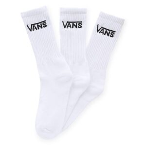 vans men's classic crew socks (3 pairs), white, size 6-9.5