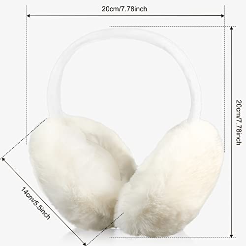 KINBOM Winter Ear Muffs, Cute Ear Muffs Winter Women Foldable Earmuffs Women Winter Earmuffs Ear Covers for Winter Cold Weather Outdoor (Creamy-White)