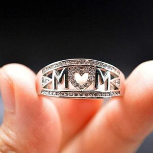 Mother's Day Ring Bridal Zircon Diamond Elegant Engagement Wedding Band Gift New Heart-Shaped Love Ring