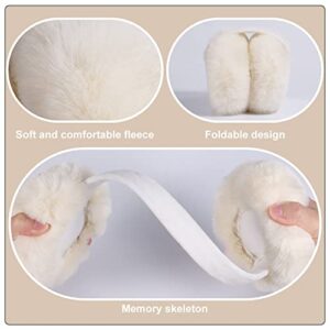 KINBOM Winter Ear Muffs, Cute Ear Muffs Winter Women Foldable Earmuffs Women Winter Earmuffs Ear Covers for Winter Cold Weather Outdoor (Creamy-White)