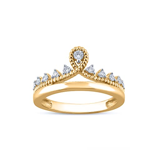 TJD 1/4 Carat Natural Round Diamond Tiara Promise Ring for Women in 18K Rose/Yellow/White Gold Plated 925 Sterling Silver (I-J Color, I4 Clarity)