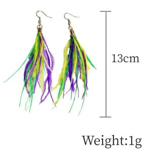 twinkle eye Mardi Gras Exaggerated Accessories Earrings Glittering Gretel Feather Metal Mesh Earrings,Carnival Party Fashion Populae Drop Dangle Earrings Jewelry