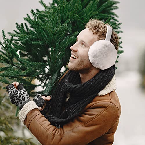 KINBOM Winter Ear Muffs, Cute Ear Muffs Winter Women Foldable Earmuffs Women Winter Earmuffs Ear Covers for Winter Cold Weather Outdoor (Creamy-White)