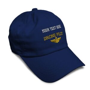 custom soft baseball cap drone pilot gold embroidery insignias ufo twill cotton veteran dad hats for men & women navy personalized text here