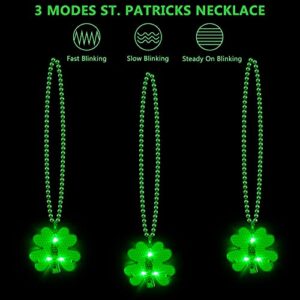 EOBOH 6PCS St Patrick's Day Beads Necklace, Light Shamrock St Patricks Day Beads, Irish 3D Flashing Necklace for Women, St Patricks Day Necklace Parade Procession Party Favor Celebrations