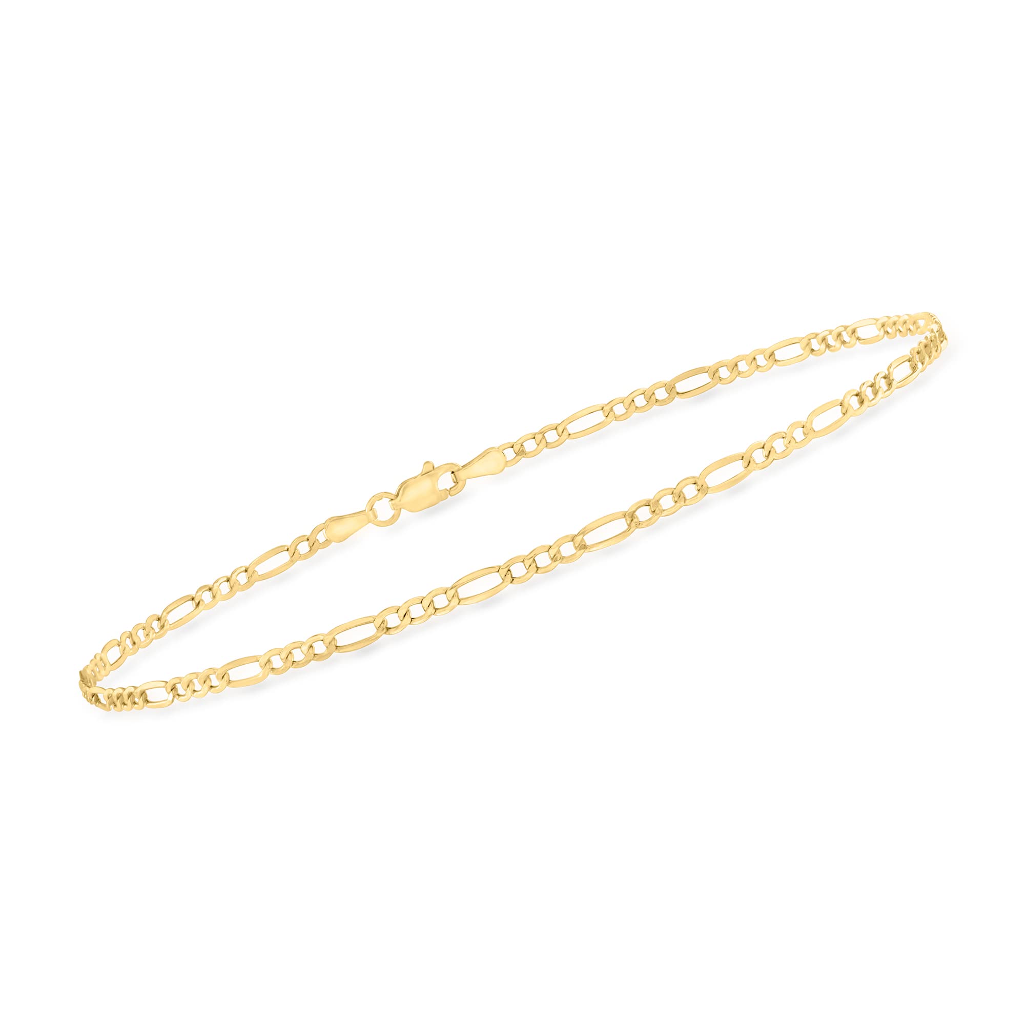 Canaria 2.5mm 10kt Yellow Gold Figaro-Link Anklet. 10 inches