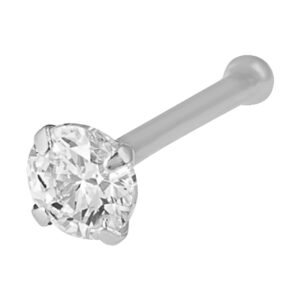 14k solid white gold, bone end, 20ga, diamond nose stud, micro nose, screw nose stud, body jewelry piercing