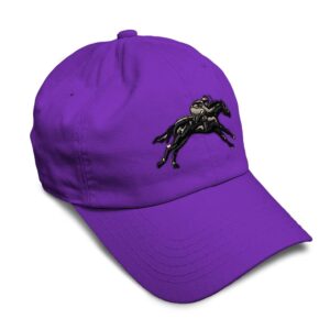 soft baseball cap jokey horse race embroidery farm and domesticated animals mules twill cotton dad hats for men & women purple design only