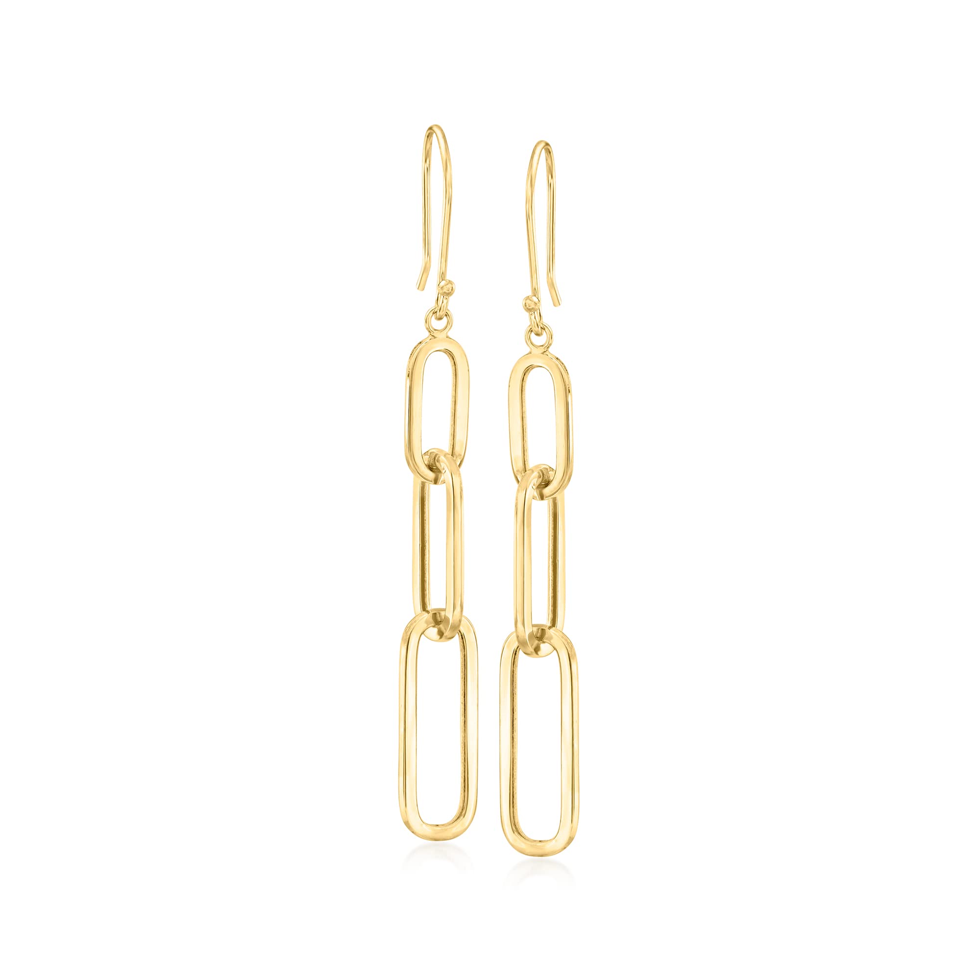 Canaria 10kt Yellow Gold Graduated Paper Clip Link Drop Earrings