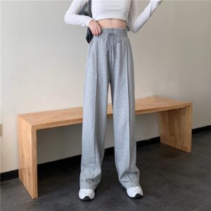 Yoga Work Pants for Women Women Casual High Waist Strappy Drawstring Matching Straight Pant A-Grey