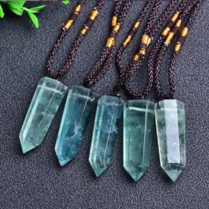 1 pc Green Fluorite Hexagon Pendant Necklace Natural Crystal Point Charm