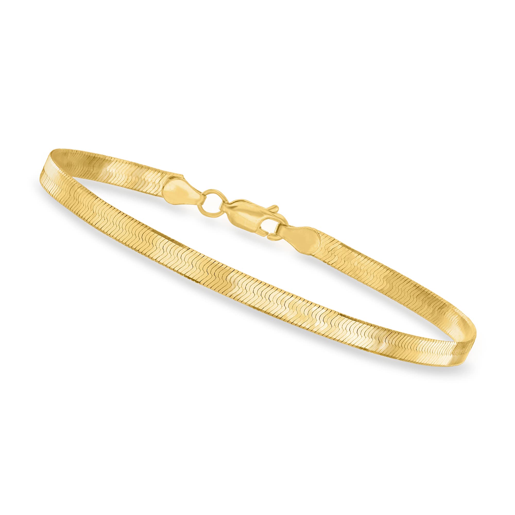 Canaria 4mm 10kt Yellow Gold Herringbone Bracelet. 7 inches