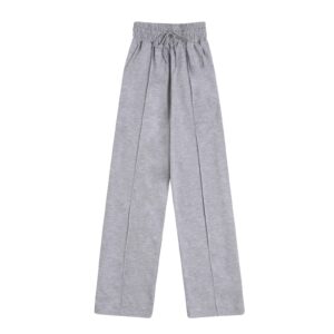 Yoga Work Pants for Women Women Casual High Waist Strappy Drawstring Matching Straight Pant A-Grey