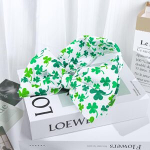 YanJie 7" St.Patrick's Day Baby Girls Headbands Shamrock Print Baby Bows Newborn Wide Hair Bows Handmade St.Patricks Elastics Headband Hair Accessories Gift for Infant Toddlers Kid