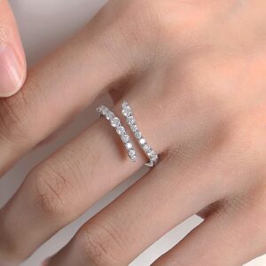 HZSIKAO Moissanite Rings, Sterling Silver Engagement Rings Moissanite Diamond Open Eternity Wedding Band for Women Size 8