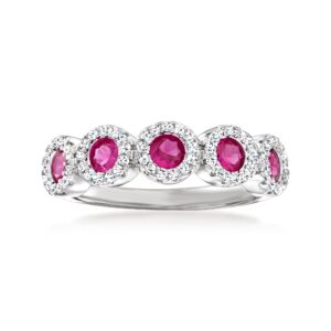 ross-simons 0.70 ct. t.w. simulated ruby and .30 ct. t.w. cz ring in sterling silver. size 7